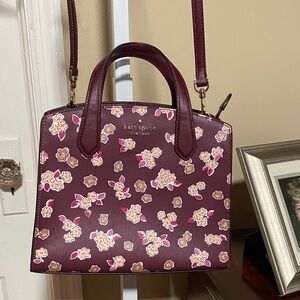 Kate Spade Burgundy Floral glitter  Satchel